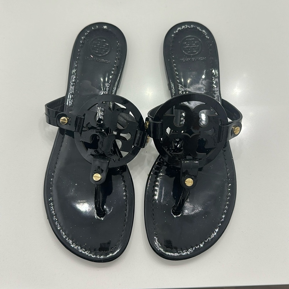 Tory Burch Miller black patent sandals - size 9. No box included.